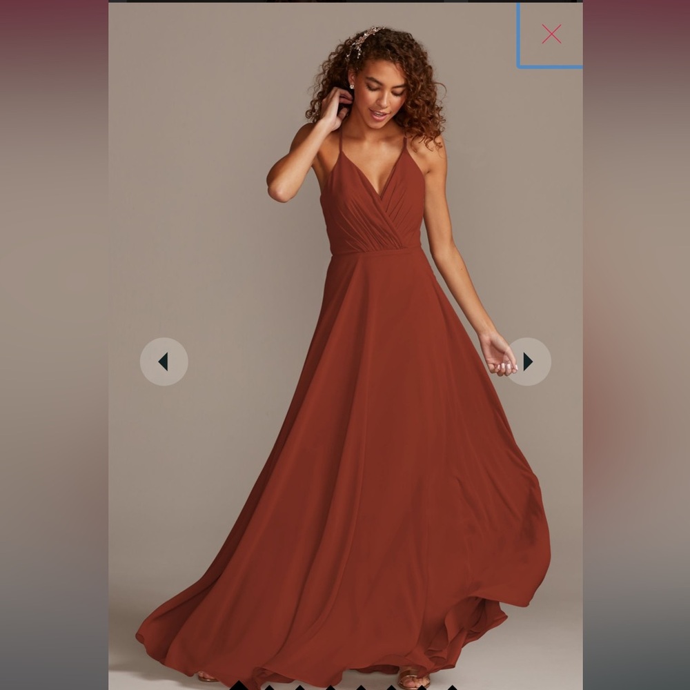 David’s Bridal spaghetti strap full skirt dress STYLE# F20064